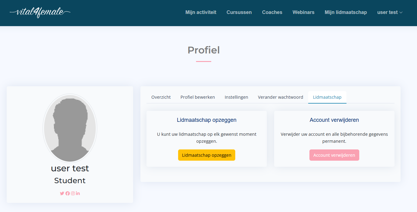 Profile cancellation
